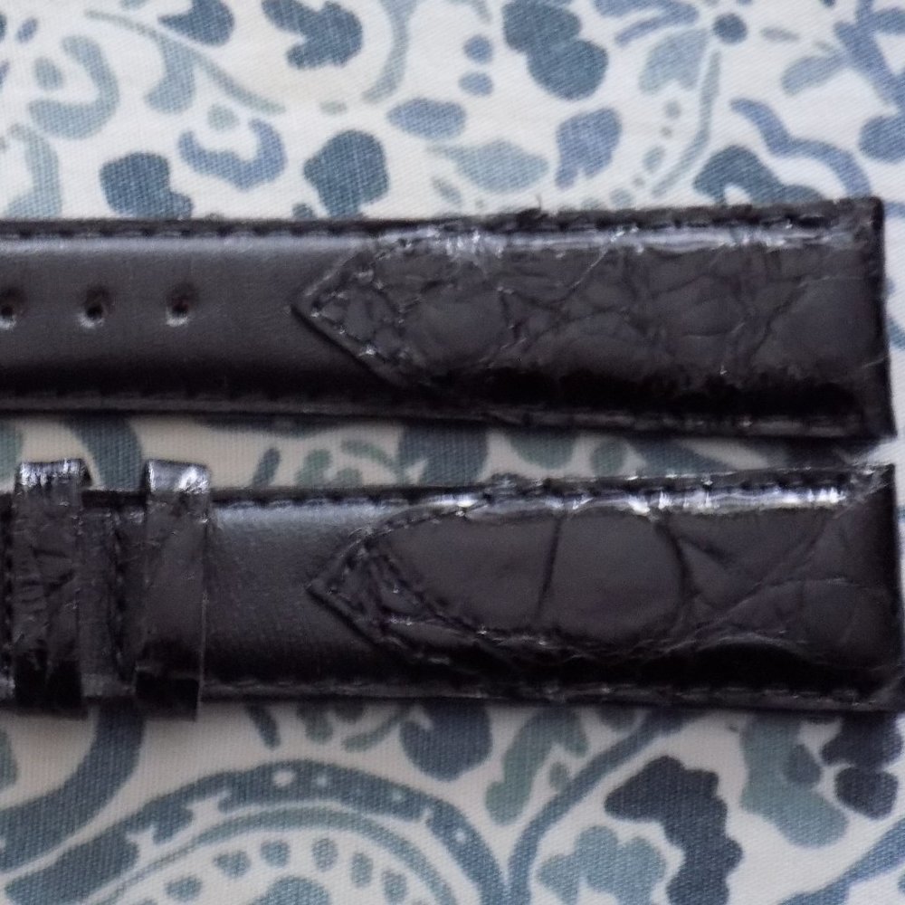 Hadley Roma Crocodile Calf Black Watch Band 19MM
